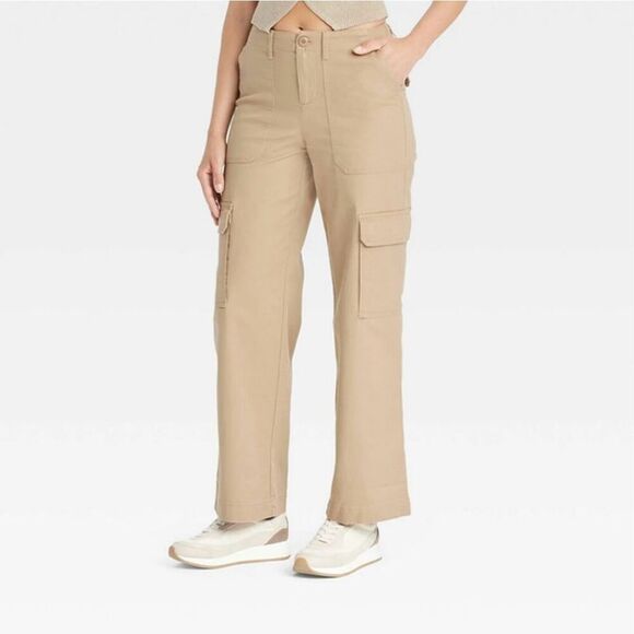 Universal Thread Tan Mid Rise Cargo Pants With Waist Adjusters Size 4 - Picture 1 of 4